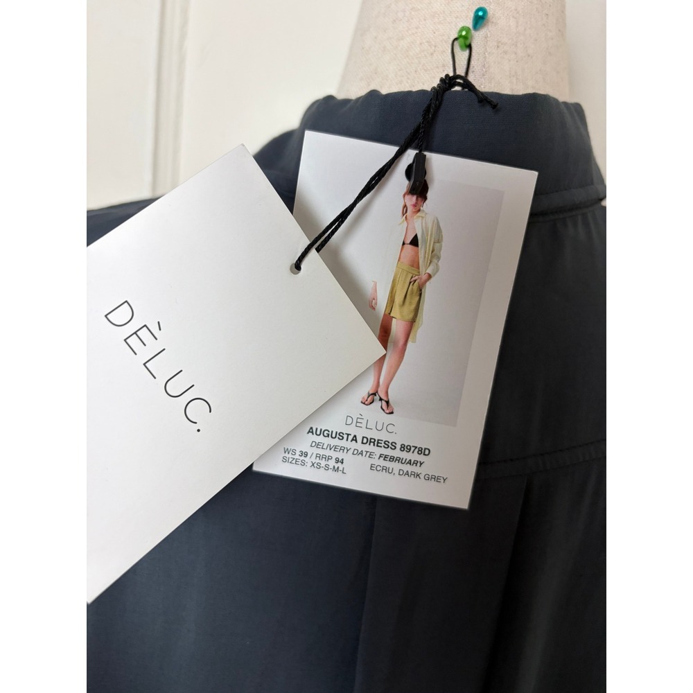 DELUC Augusta Dress Dark Grey Button Down Shirt Dress S NWT - Picture 5 of 5